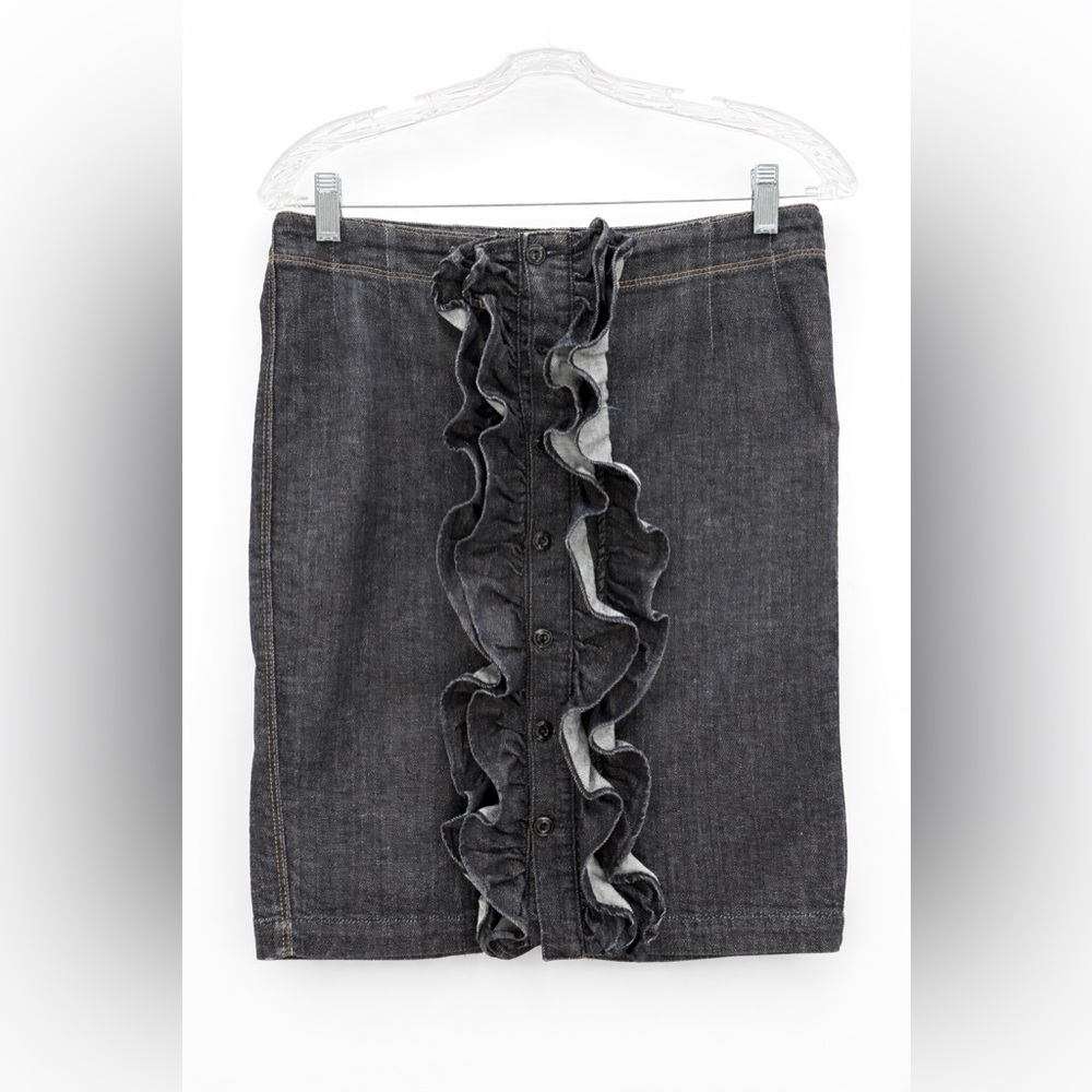 7 For All Mankind Denim Skirt with Ruffle Front Button Detail Size 29 - Picture 2 of 14